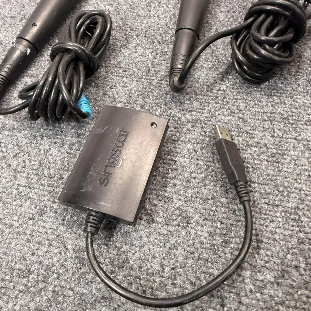 SingStar USB Converter 2 Wired Microphones Sony PlayStation 2 PS2 PS3 PC Black